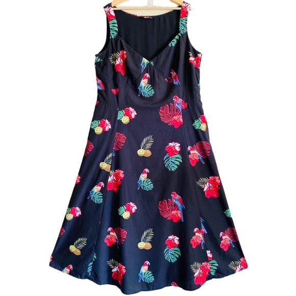 ESHAKTI Tropical Vibrant Colorful Flowy Sleeveless Midi Dress 3X/24W Summer - Picture 2 of 12